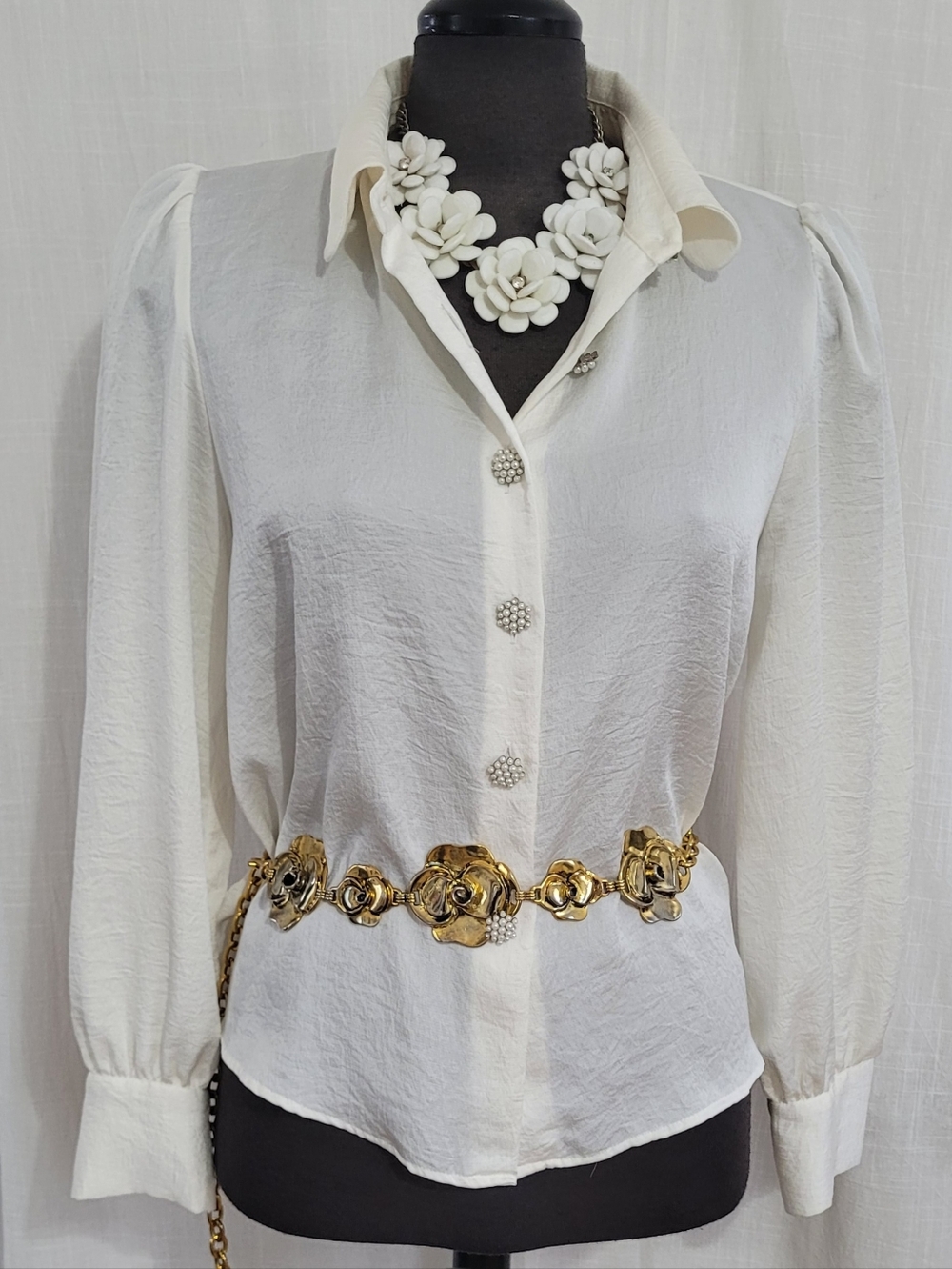 Zara PEARL  Button Blouse / L